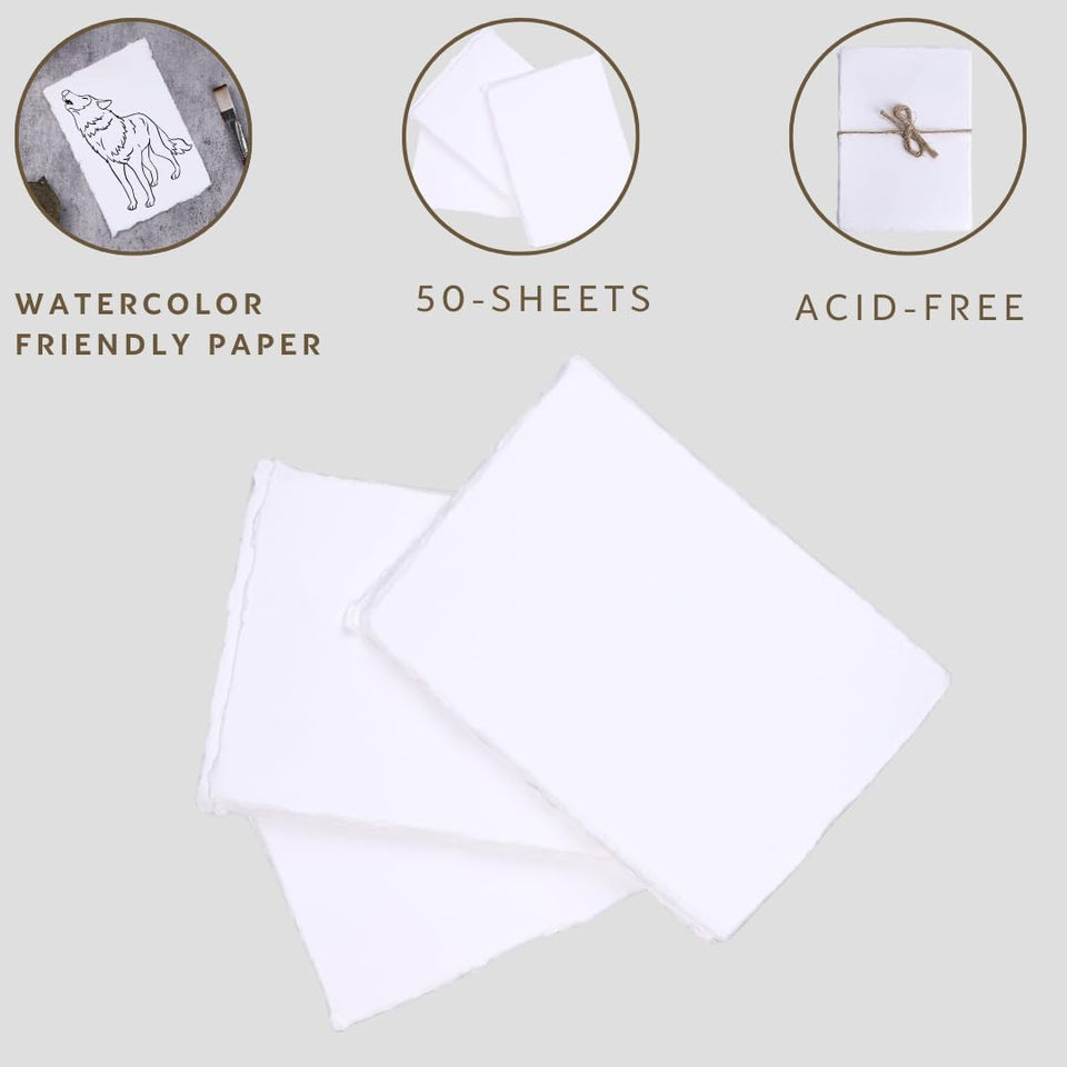 Watercolor Paper 300-GSM Thick (7 X 5 Inches) (White)  (50-Sheets)
