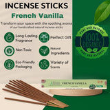 100% Natural Incense Sticks Handmade Hand Dipped The Best Scent (French Vanilla)