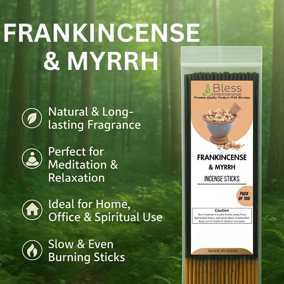 Incense Sticks 12 Inches 1-Hour Plus Burning Time 100-Sticks 250 GM (Frankincense & Myrrh)