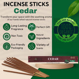 100% Natural Incense Sticks Handmade Hand Dipped The Best Scent (Cedar)