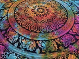 Bless International Handmade Indian hippie Bohemian Psychedelic Elephant Mandala Wall hanging College Dorm Beach Throws Table Cloth Bedding Tapestry (Tie Dye)