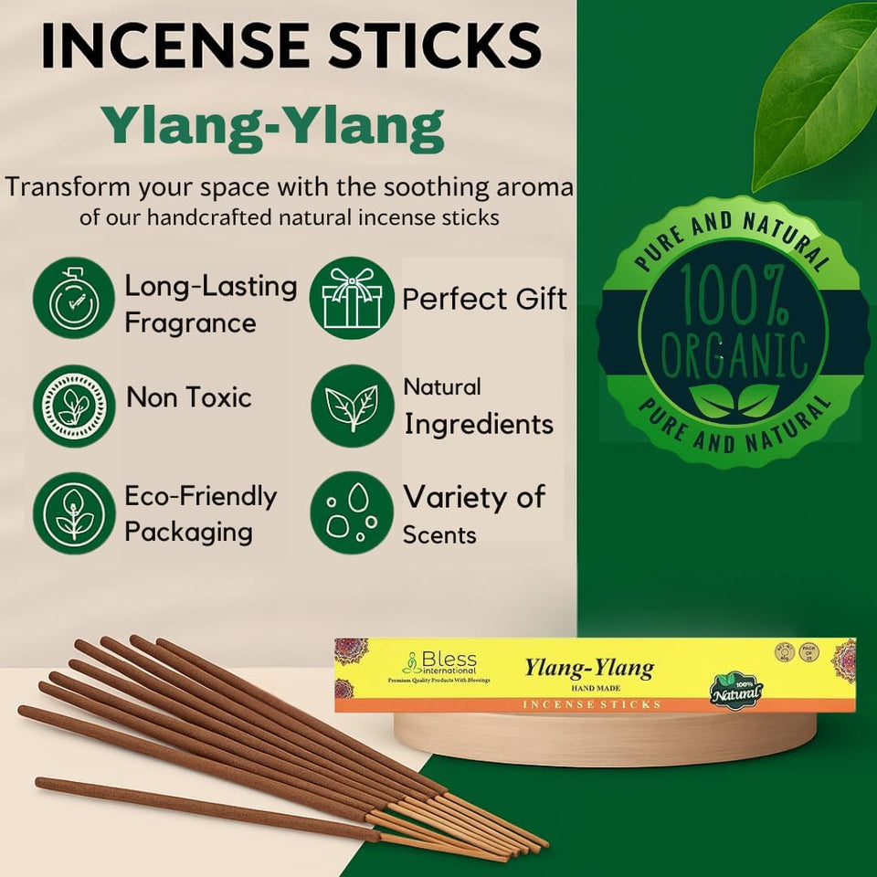100% Natural Incense Sticks Handmade Hand Dipped The Best Scent (Ylang Ylang)