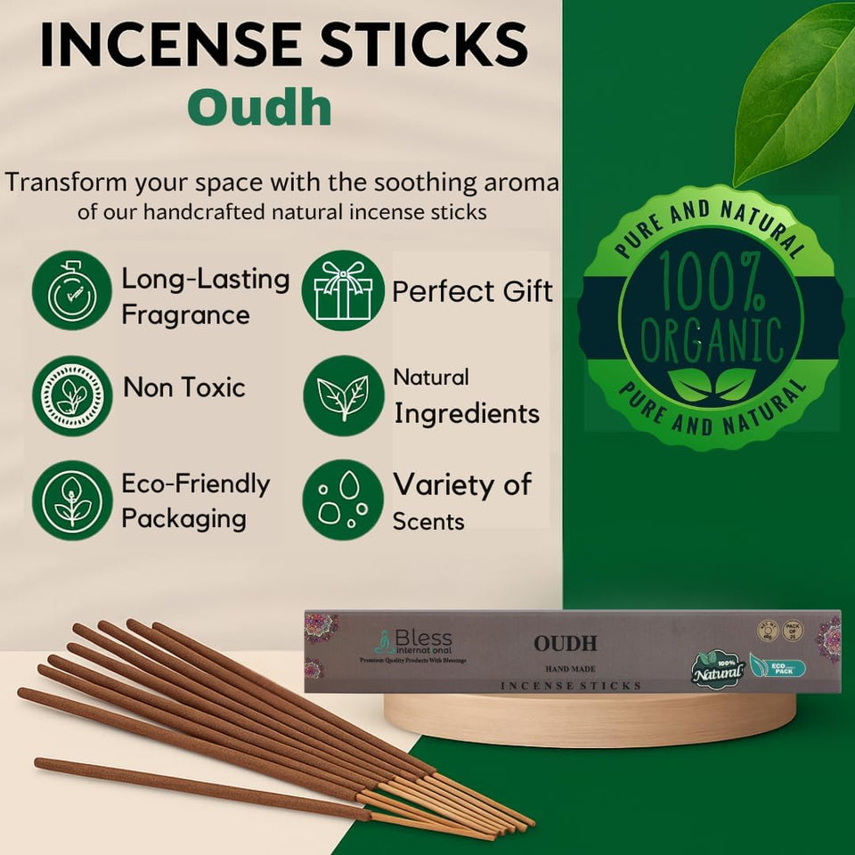 100% Natural Incense Sticks Handmade Hand Dipped The Best Scent (Oudh)