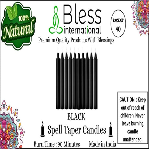 Spell-Taper Candles 40-Pack, Black Colored, smokeless, dripless-Long-Lasting