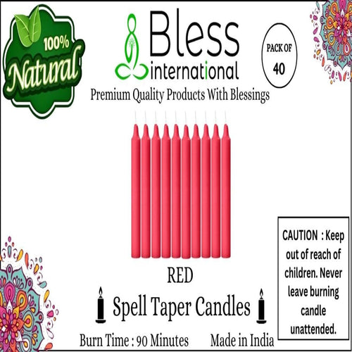 Spell-Taper Candles 40-Pack, Red Colored, smokeless, dripless-Long-Lasting