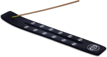 Traditional Handmade Wooden Incense Stick Holder, Ash-Catcher, (Black Strength) 10 Inches