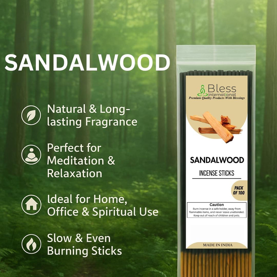 Incense Sticks 12 Inches 1-Hour Plus Burning Time 100-Sticks 250 GM (Sandalwood)