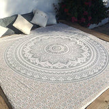 Bless International Indian Traditional Mandala Hippie Wall Hanging, Cotton Tapestry Ombre Bohemian Bedspread (Grey/Silver)