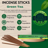 100% Natural Incense Sticks Handmade Hand Dipped The Best Scent (Green Tea)