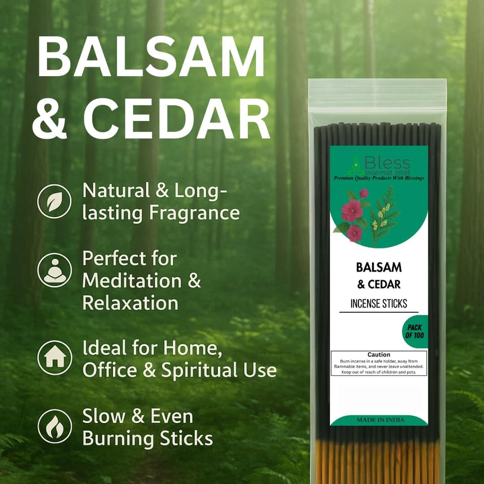 Incense Sticks 12 Inches 1-Hour Plus Burning Time 100-Sticks 250 GM (Balsam and Cedar)