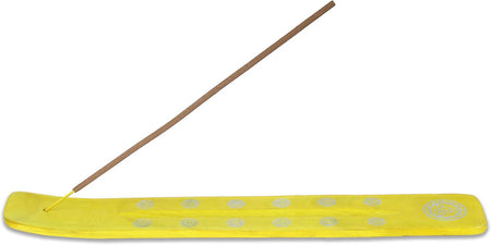 Traditional Handmade Wooden Incense Stick Holder, Ash-Catcher, (Positivity Yellow)  10 Inches