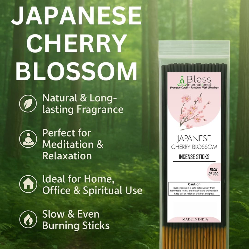 Incense Sticks 12 Inches 1-Hour Plus Burning Time 100-Sticks 250 GM (Japanese Cherry Blossom)