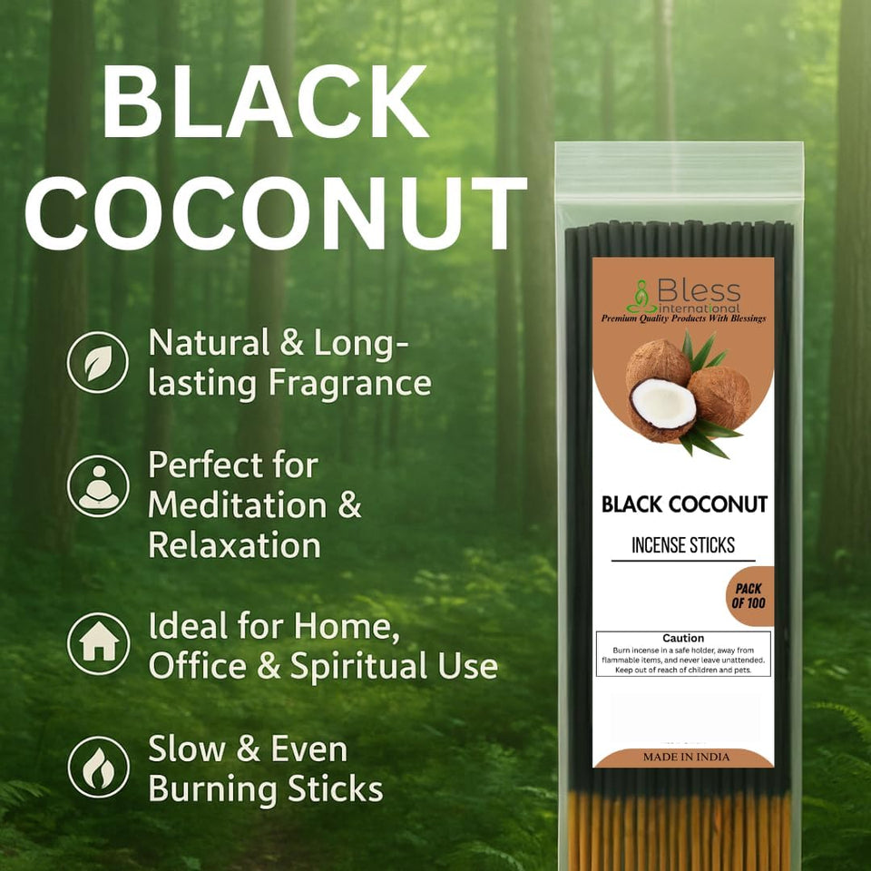 Incense Sticks 12 Inches 1-Hour Plus Burning Time 100-Sticks 250 GM (Black Coconut)