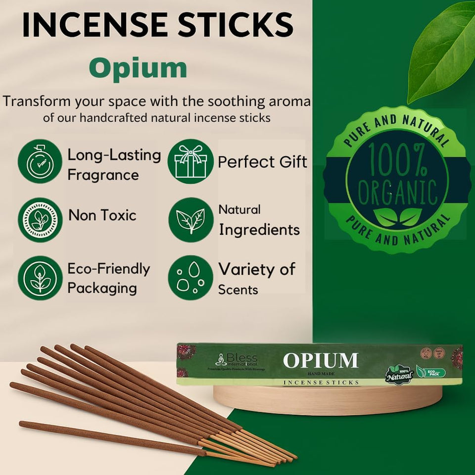 100% Natural Incense Sticks Handmade Hand Dipped The Best Scent (Opium)