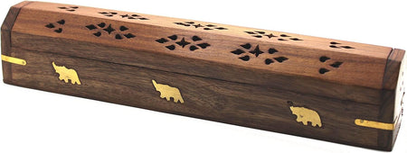 Traditional Handmade Burner, Wooden Incense Stick Holder, Ash-Catcher (Wooden Coffin)