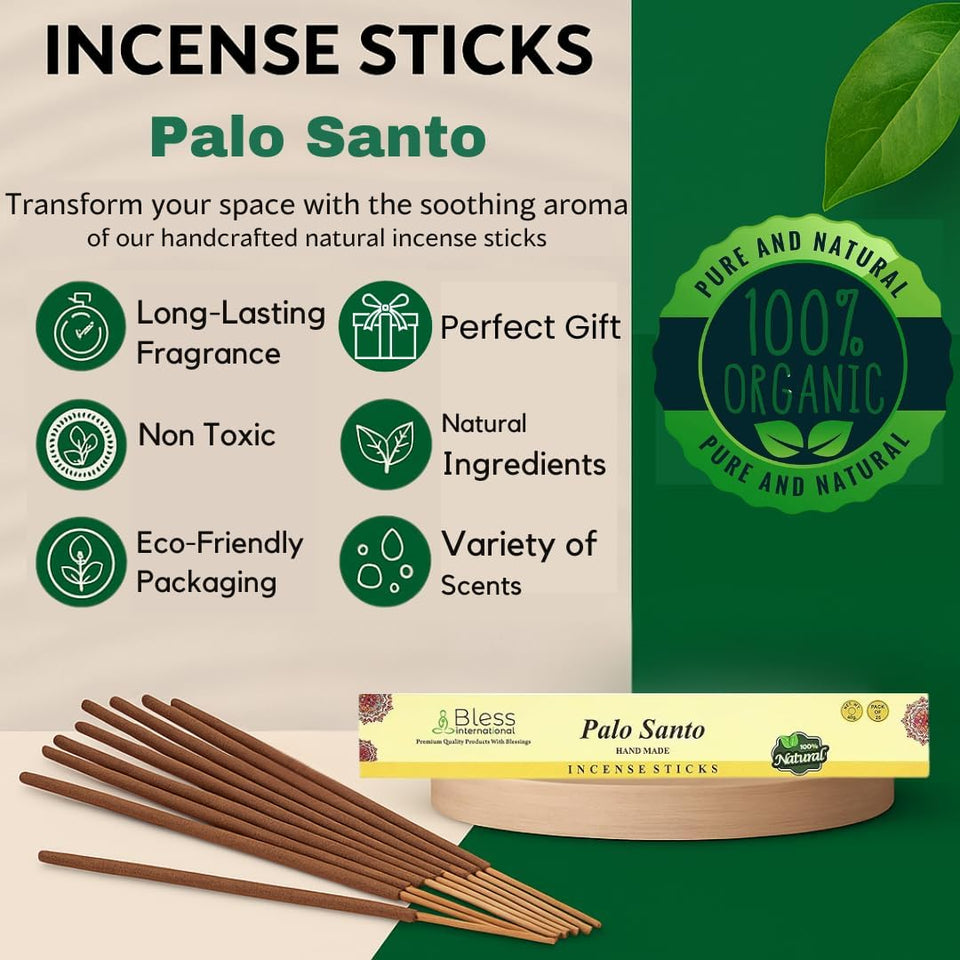 100% Natural Incense Sticks Handmade Hand Dipped The Best Scent (Palo Santo)