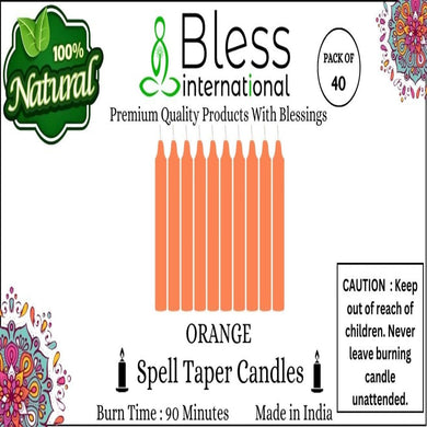 Bless-International-Spell-Taper-Candles 40-Pack-Orange-Colored-smokeless-dripless-Long-Lasting Plant-Based-Natural-Organic-Palm-Wax Christmas-Home-Decor-Halloween-Church-Wedding-Restaurant