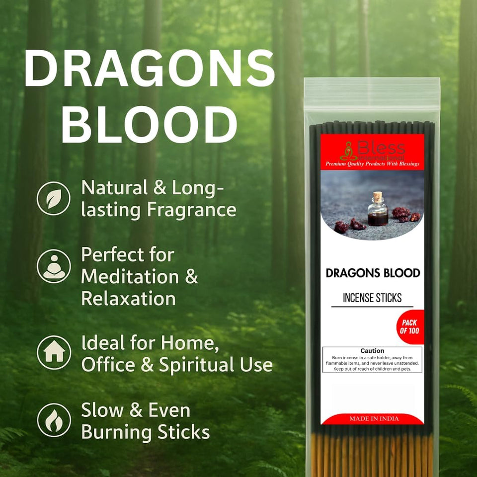 Incense Sticks 12 Inches 1-Hour Plus Burning Time 100-Sticks 250 GM (Dragons Blood)