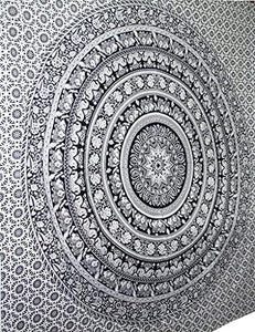 Bless International Handmade Indian hippie Bohemian Psychedelic Elephant Mandala Wall hanging College Dorm Beach Throws Table Cloth Bedding Tapestry (Black And White)