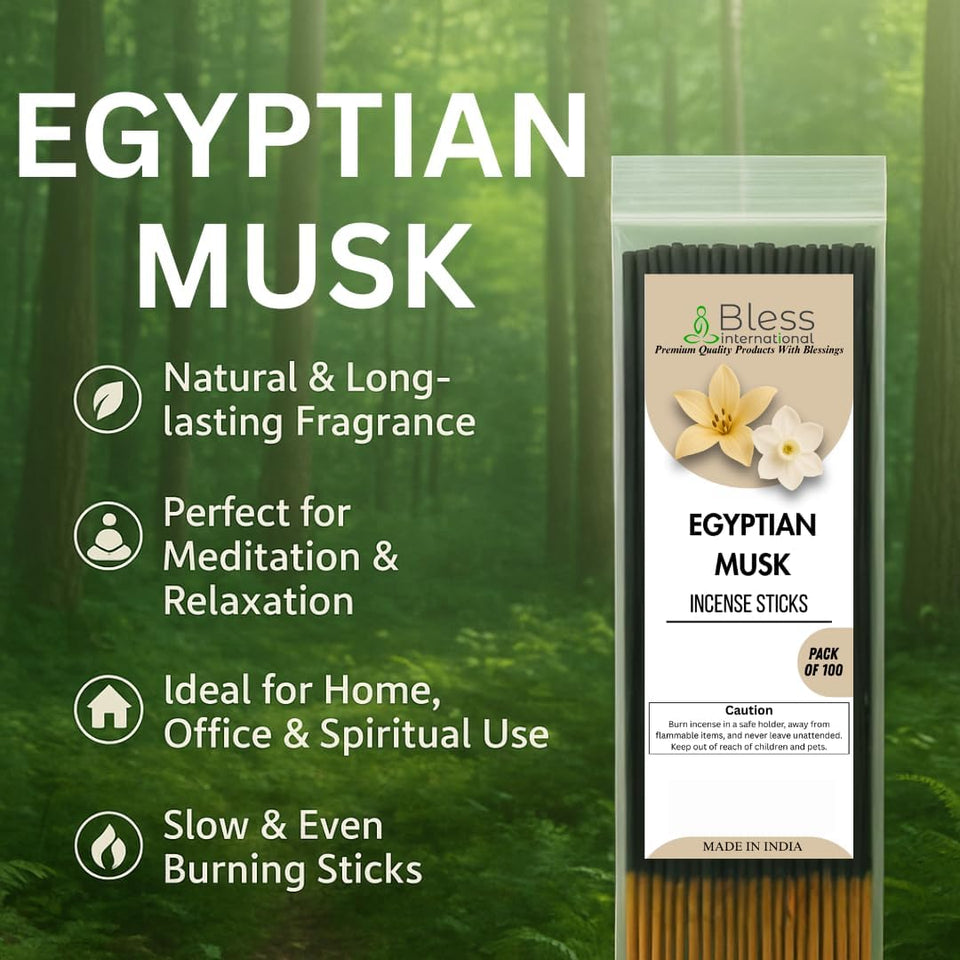 Incense Sticks 12 Inches 1-Hour Plus Burning Time 100-Sticks 250 GM (Egyptian Musk)