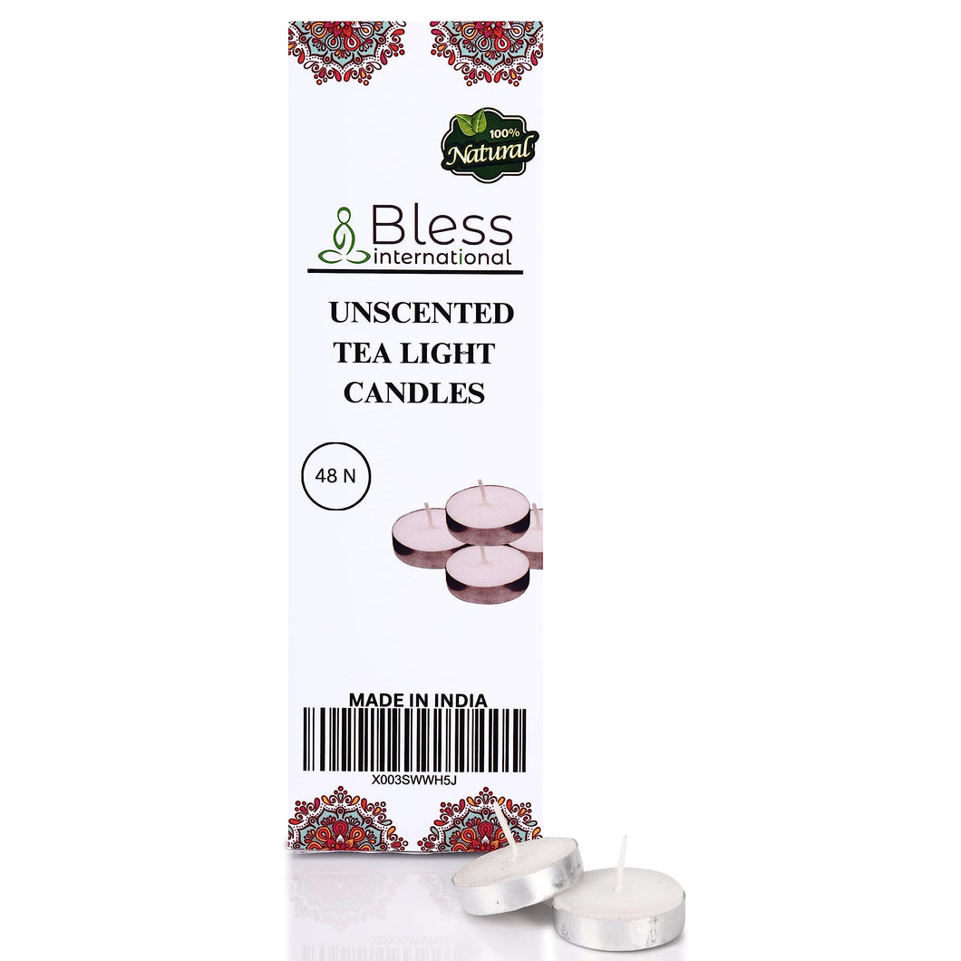 Bless-International Unscented-Tea-Light-Candles-White-smokeless-odorless-Long-Lasting Plant-Based-Natural-Organic-with-Palm-Wax Home-Pool-Weddings-Funeral-Decoration-Gifts