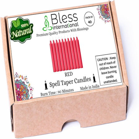 Bless-International-Spell-Taper-Candles 40-Pack-Red-Colored-smokeless-dripless-Long-Lasting Plant-Based-Natural-Organic-Palm-Wax Christmas-Home-Decor-Halloween-Church-Wedding-Restaurant