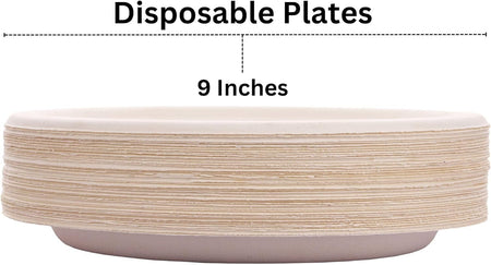 Bless International 9-Inches Biodegradable-Paper-Plates Sustainable-Disposable-Compostable-Heavy-Duty Perfect-For-Lunch-Dinner-Picnics-Parties-Crafted-From-Natural-Sugarcane-Bagasse