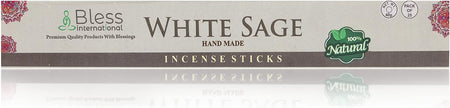 Bless-White-Sage-Incense-Sticks 100%-Natural-Handmade-Hand-Dipped-Incense-Sticks Organic-Chemicals-Free For-Purification-Relaxation-Positivity-Yoga-Meditation