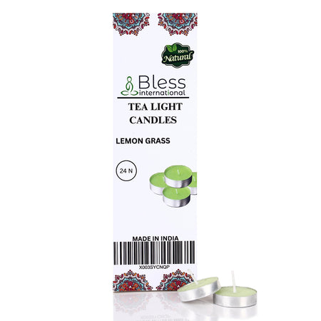 Bless-International Lemon-Grass-Tea-Light-Candles 24-Pack-Colored-smokeless-dripless-Long-Lasting Plant-Based-Natural-Organic-with-Palm-Wax Aromatherapy-Creating-Mood-Enhancing-Atmosphere