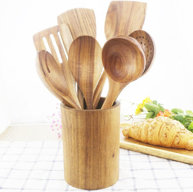 Bless International Wooden Spatula Spoons Set - 6-Piece Nonstick Cooking and Serving Utensils - Organic, Heat-Resistant, and Eco-Friendly - Premium Quality Kitchen Essentials - Ideal Housewarming Gift