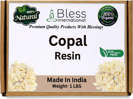 Premium-Grade-A-Indian-White-Copal-Resin-Dammar-by-Bless-International 100%-Pure-Natural-Organic Blanco-Tree-Sap-Gum-Incense Sacred-Aroma-for-Meditation-Cleansing-Wellness 0.25Lb-113.3-Grams-4-Ounce