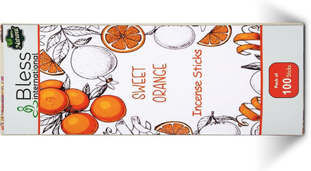 Bless-International Sweet Orange 100%-Natural-Incense-Sticks Handmade-Hand-Dipped Organic-Chemicals-Free for-Purification-Relaxation-Positivity-Yoga-Meditation