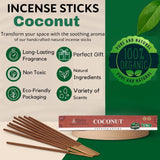100% Natural Incense Sticks Handmade Hand Dipped The Best Scent (Coconut)