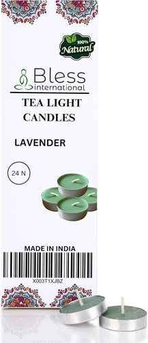 Bless-International Lavender-Tea-Light-Candles 24-Pack-Colored-smokeless-dripless-Long-Lasting Plant-Based-Natural-Organic-with-Palm-Wax Aromatherapy-Creating-Mood-Enhancing-Atmosphere