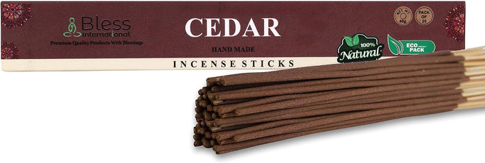 Bless-Cedar-Incense-Sticks 100%-Natural-Handmade-Hand-Dipped-Incense-Sticks Organic-Chemicals-Free for-Purification-Relaxation-Positivity-Yoga-Meditation