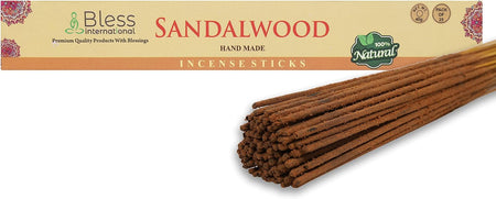 Bless-Sandalwood-Incense-Sticks 100%-Natural-Handmade-Hand-Dipped-Incense-Sticks Organic-Chemicals-Free For-Purification-Relaxation-Positivity-Yoga-Meditation