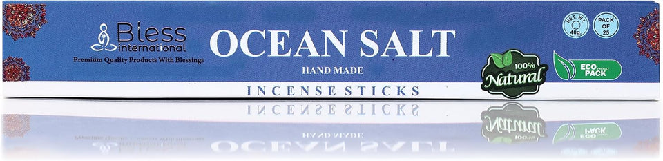 Bless-Ocean-Salt-Incense-Sticks 100%-Natural-Handmade-Hand-Dipped-Incense-Sticks Organic-Chemicals-Free for-Purification-Relaxation-Positivity-Yoga-Meditation