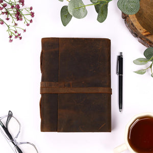 Vintage Handmade Rustic Leather Diaries (Cafe Noir Brown)