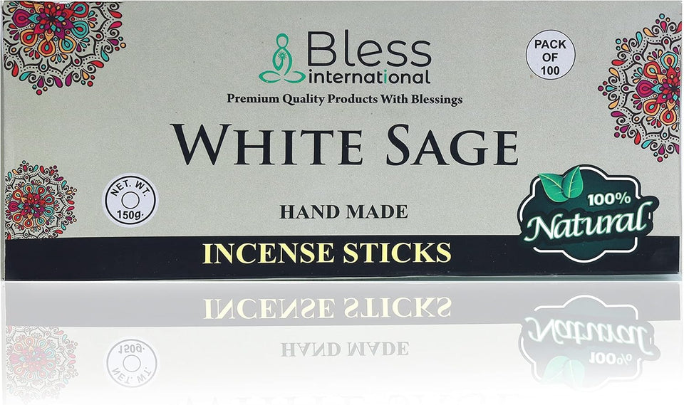 Bless-White-Sage-Incense-Sticks 100%-Natural-Handmade-Hand-Dipped-Incense-Sticks Organic-Chemicals-Free For-Purification-Relaxation-Positivity-Yoga-Meditation