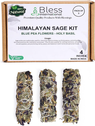 Himalayan Sage Incense 4 Inches Long (Holy basil - Blue pea flowers)