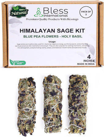 Himalayan Sage Incense 4 Inches Long (Holy basil - Blue pea flowers)
