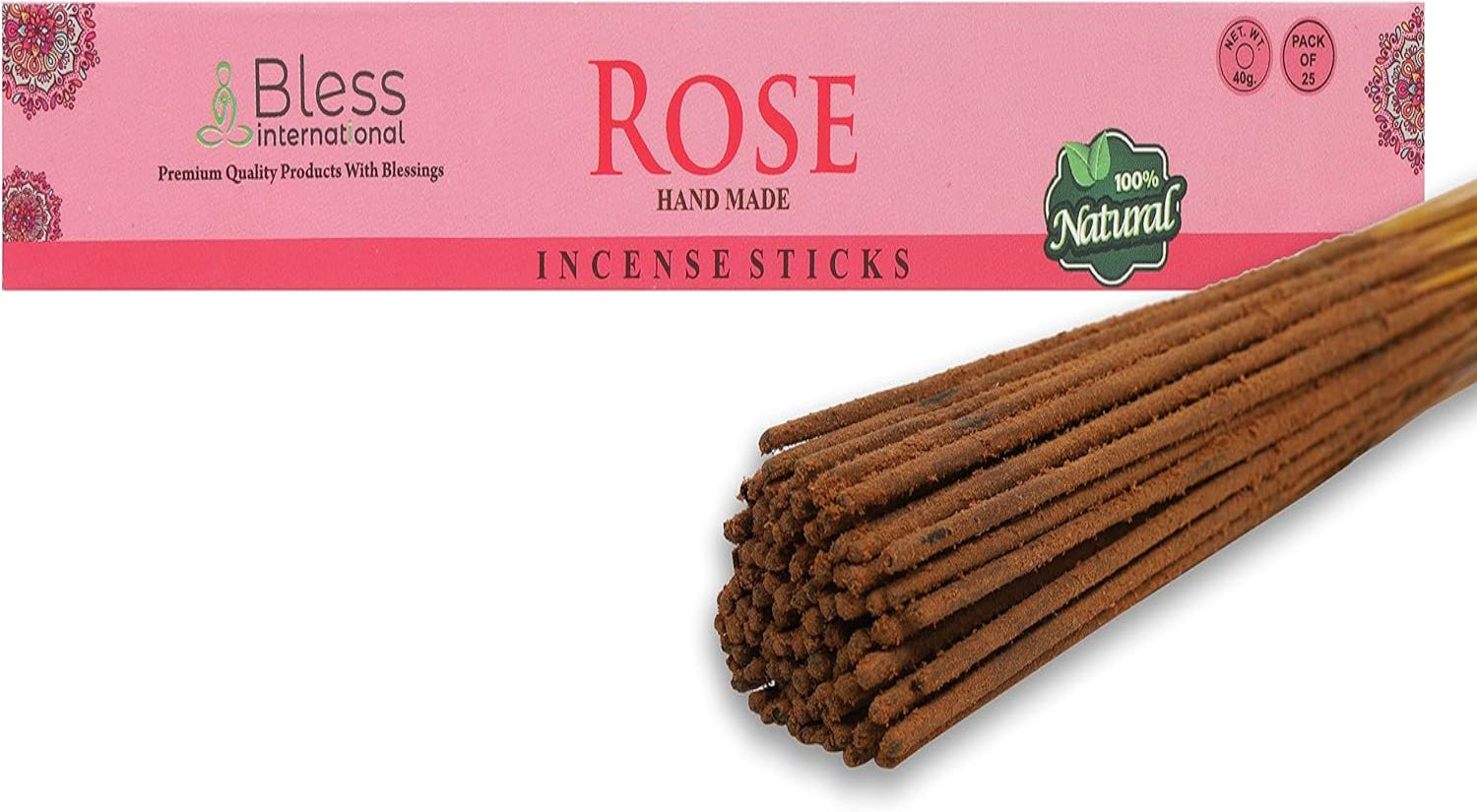 100% Natural Incense Sticks Handmade Hand Dipped The Best Scent (Rose)