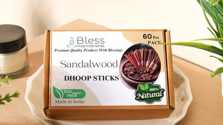 Bless-International 100%-Natural-Incense-Bambooless-Dhoop-Sticks Handmade-Organic-Chemicals-Free for-Purification-Relaxation-Positivity-Yoga-Meditation(Sandalwood)