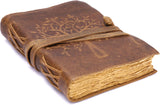 Vintage Handmade Rustic Leather Diaries (Tree Of Life In Rough Brown)