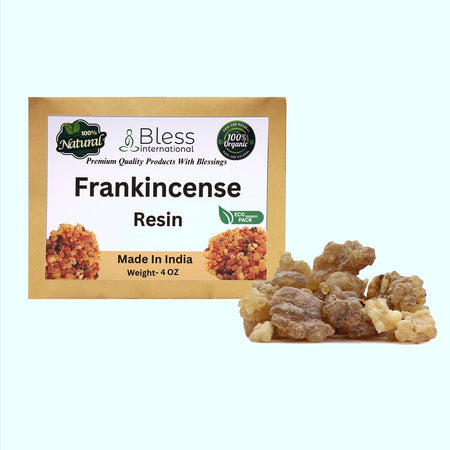 Premium-Grade-A-Indian-Frankincense-Resin-Boswellia-Sacra-Serrata-Olibanum-by-Bless-International 100%-Pure-Natural-Organic Chruch-Incense-Luban-Gum Sacred-Aroma-for-Wellness 1Lb-113.3-Grams-4-Ounce