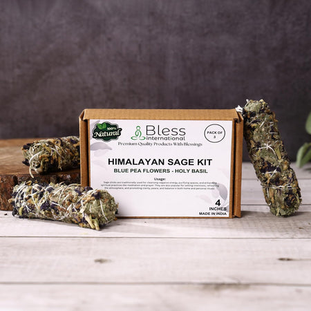 Himalayan Sage Incense 4 Inches Long (Holy basil - Blue pea flowers)