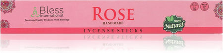 Bless-Rose-Incense-Sticks 100%-Natural-Handmade-Hand-Dipped Organic-Chemicals-Free for-Purification-Relaxation-Positivity-Yoga-Meditation