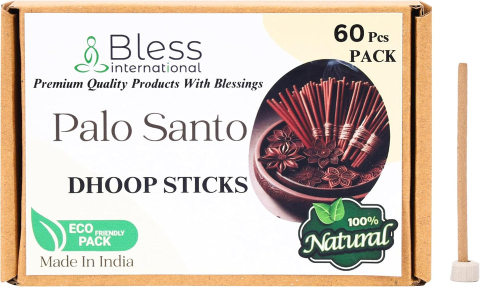 Bless-International 100%-Natural-Incense-Bambooless-Dhoop-Sticks Handmade-Organic-Chemicals-Free for-Purification-Relaxation-Positivity-Yoga-Meditation(Palo-santo)