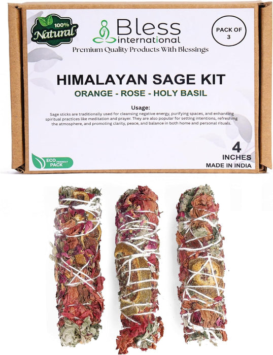 Himalayan Sage Incense 4 Inches Long (Orange - Rose - Holy basil)