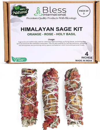 Himalayan Sage Incense 4 Inches Long (Orange - Rose - Holy basil)